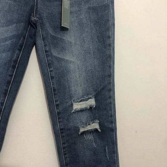 Tractr Jeans Distressed Blue Wash Raw Edge Straight Leg Size 14 - Picture 8 of 13